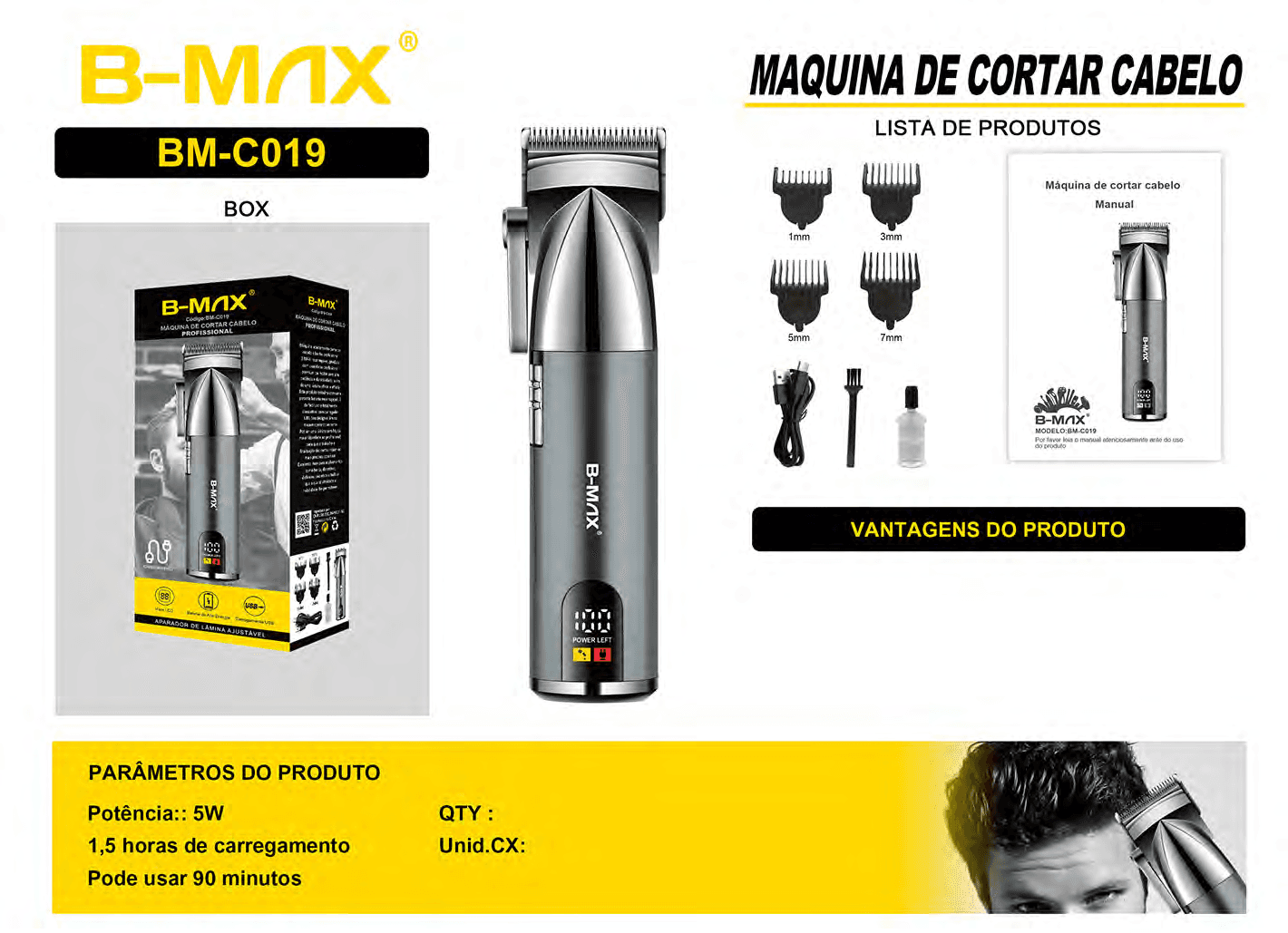 Máquina de Cortar Cabelo BM-C019