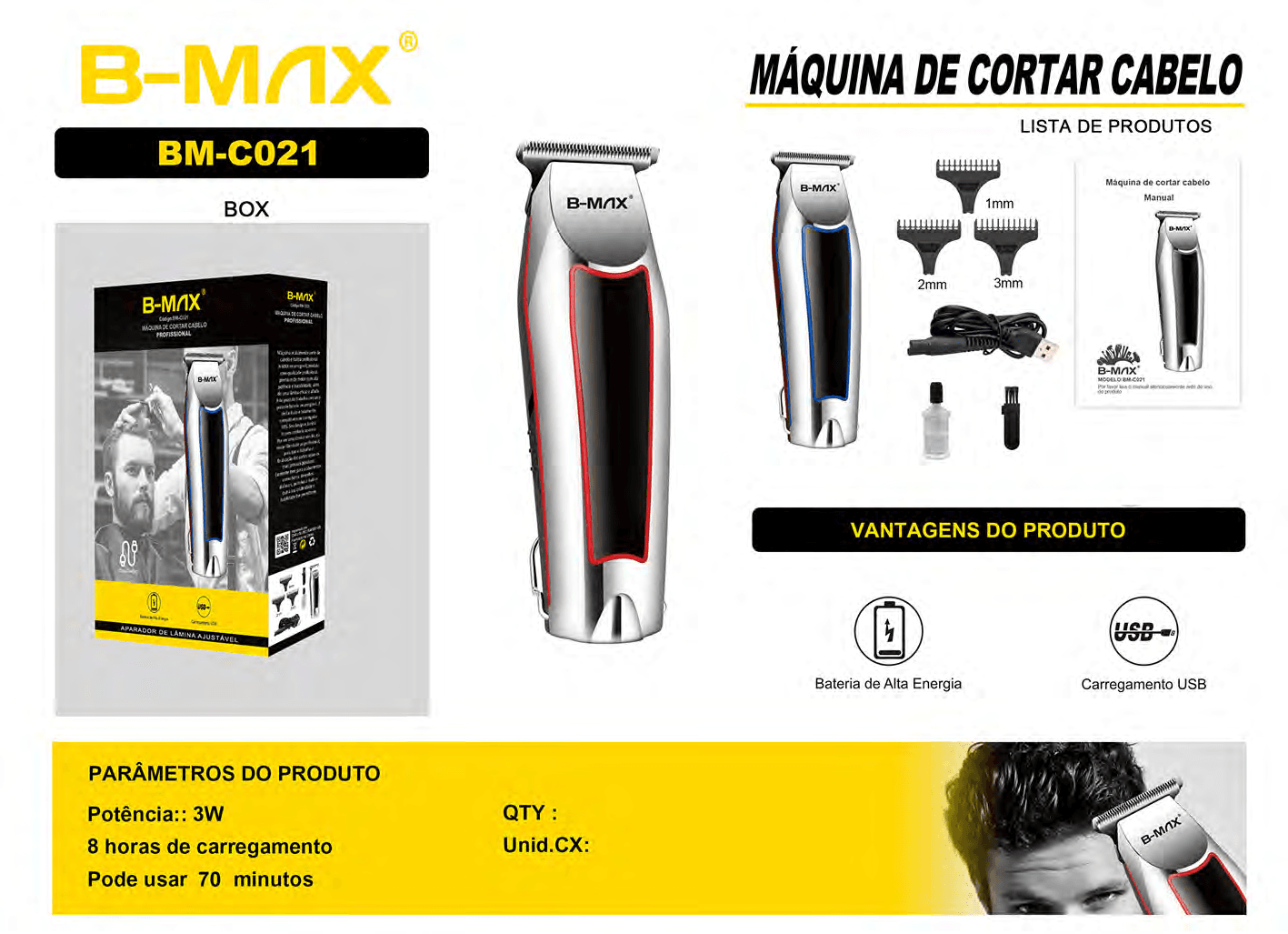 Máquina de Cortar Cabelo BM-C021