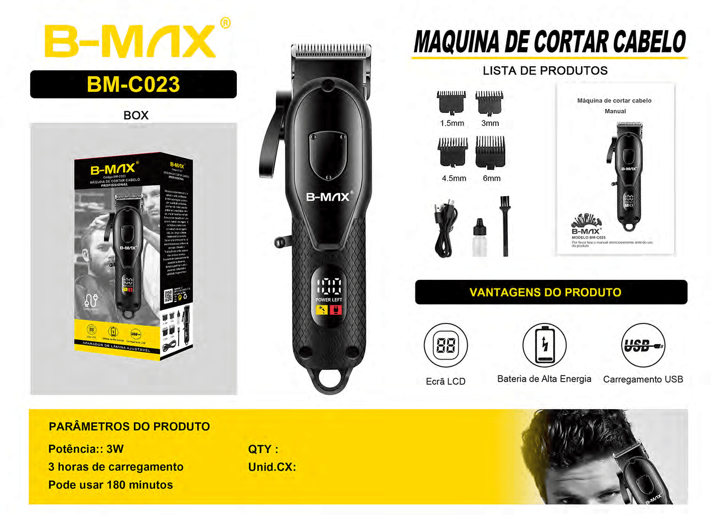 Máquina de Cortar Cabelo BM-C023