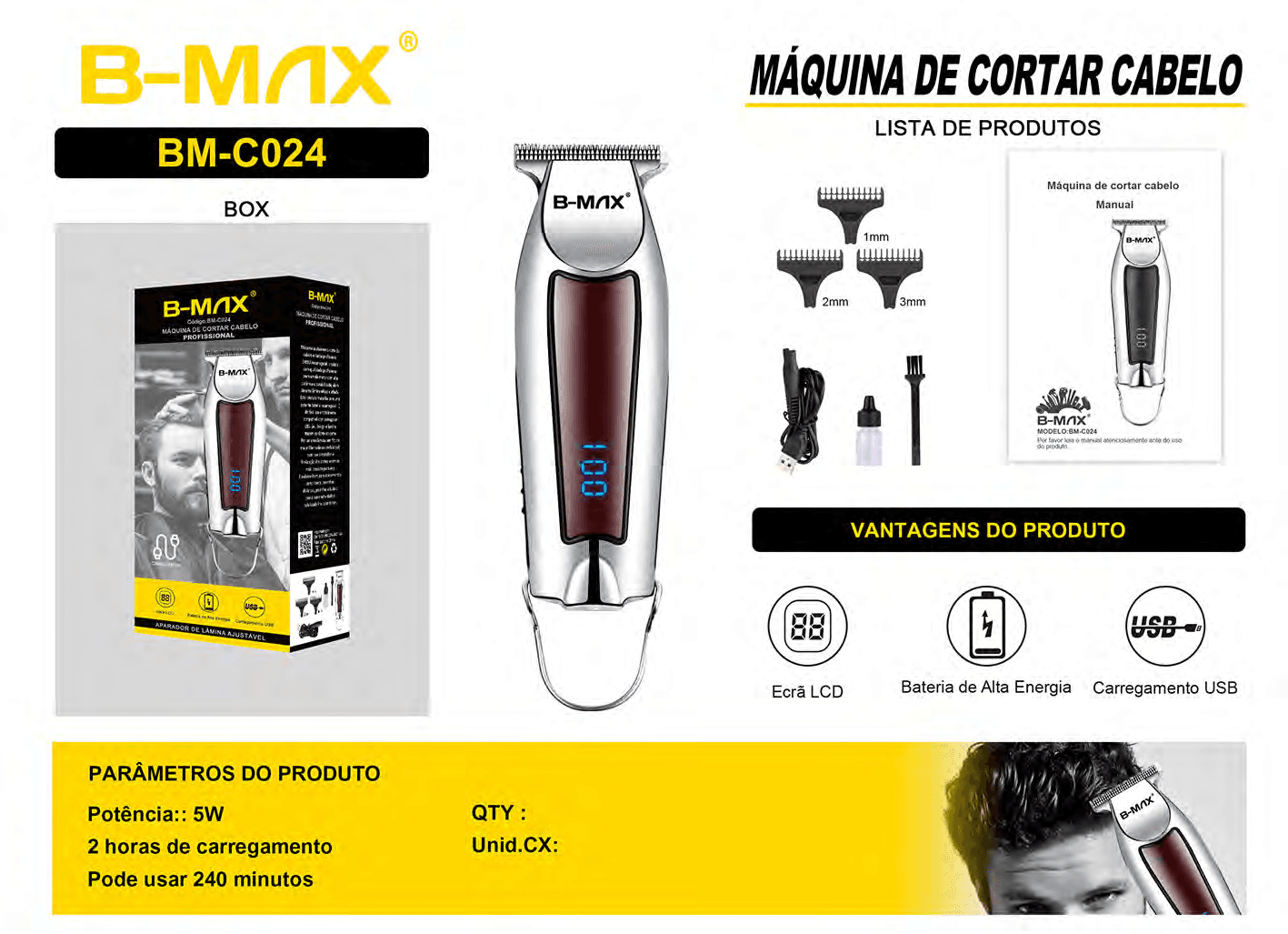 Máquina de Cortar Cabelo BM-C024