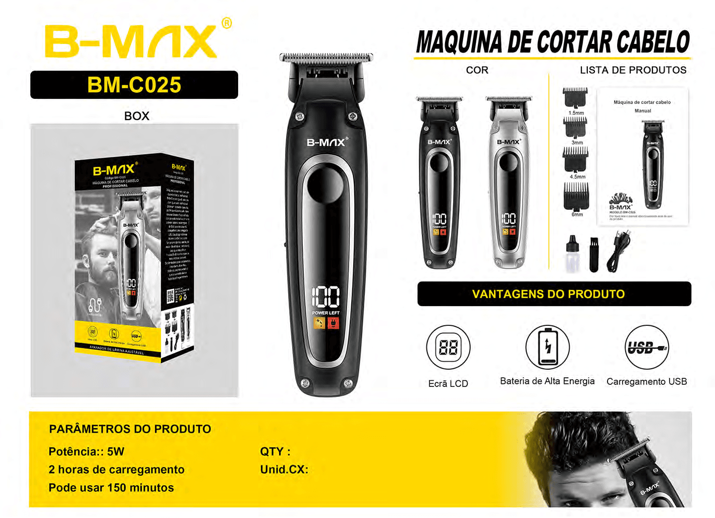 Máquina de Cortar Cabelo BM-C025