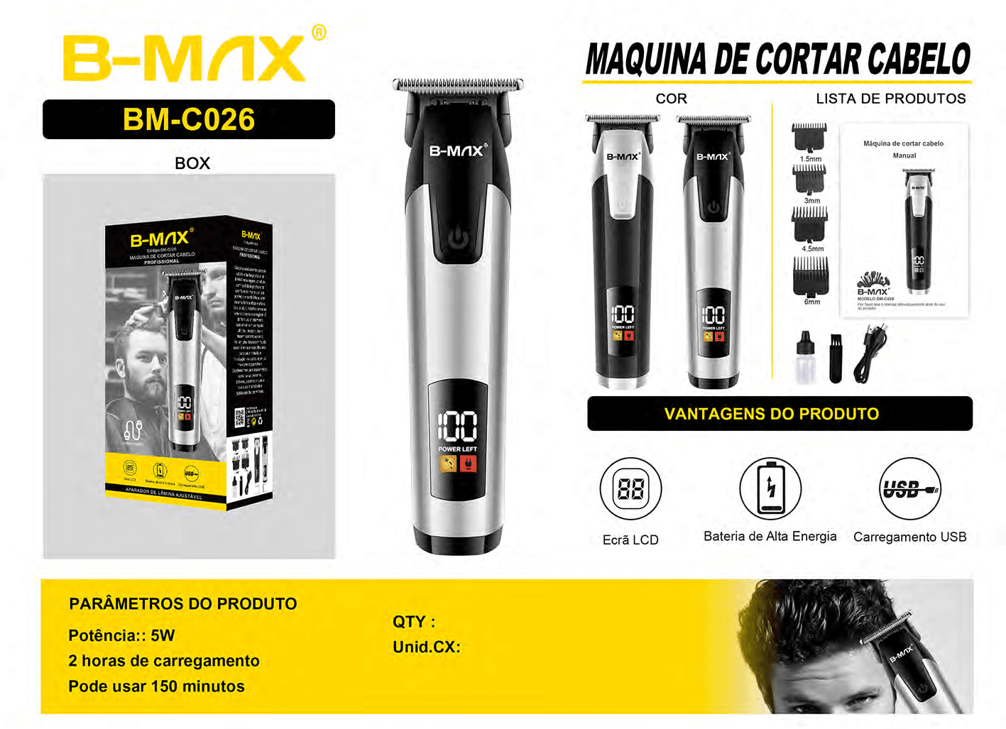 Máquina de Cortar Cabelo BM-C026