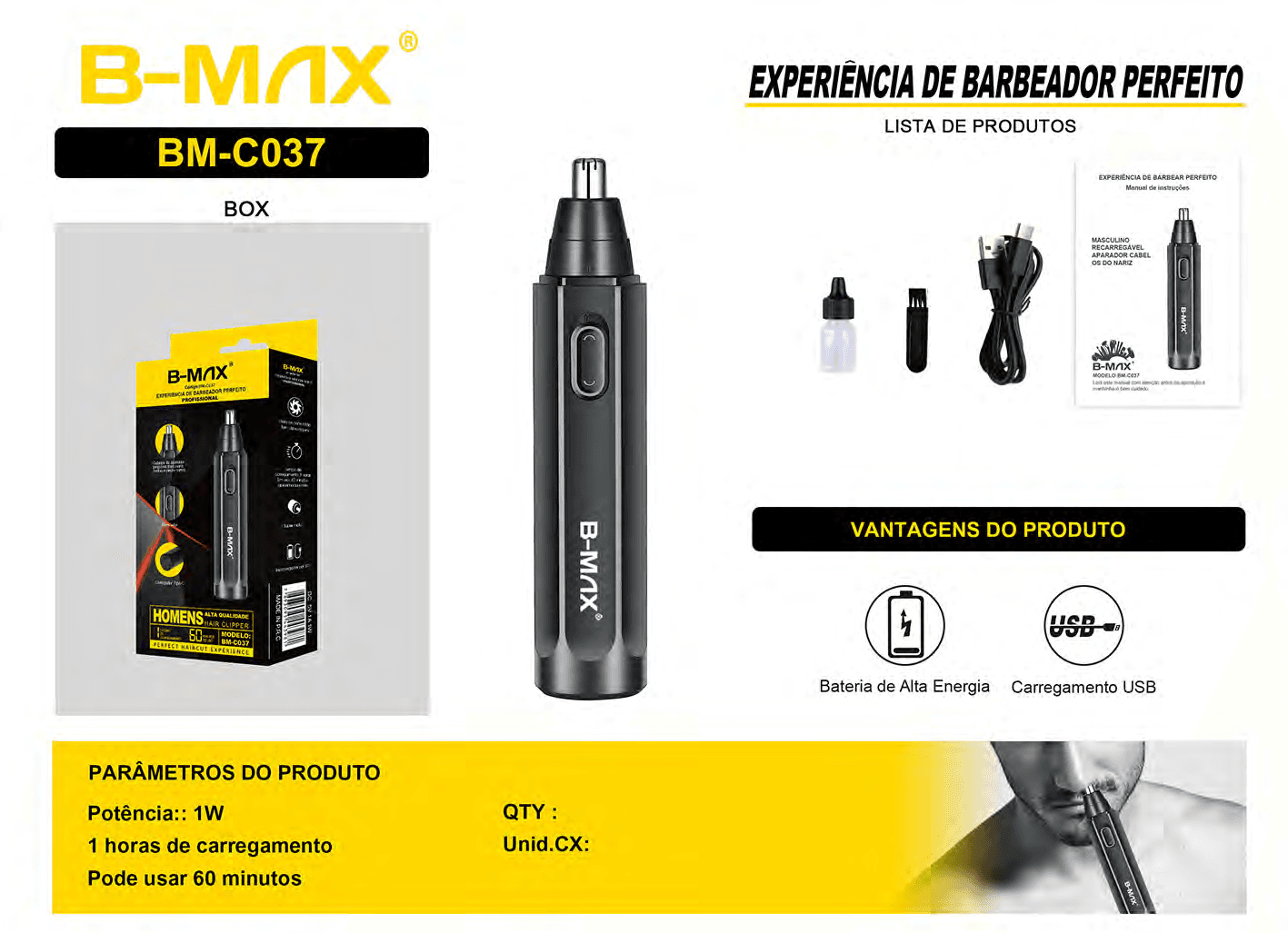 Aparador de Pelos Nasais BM-C037