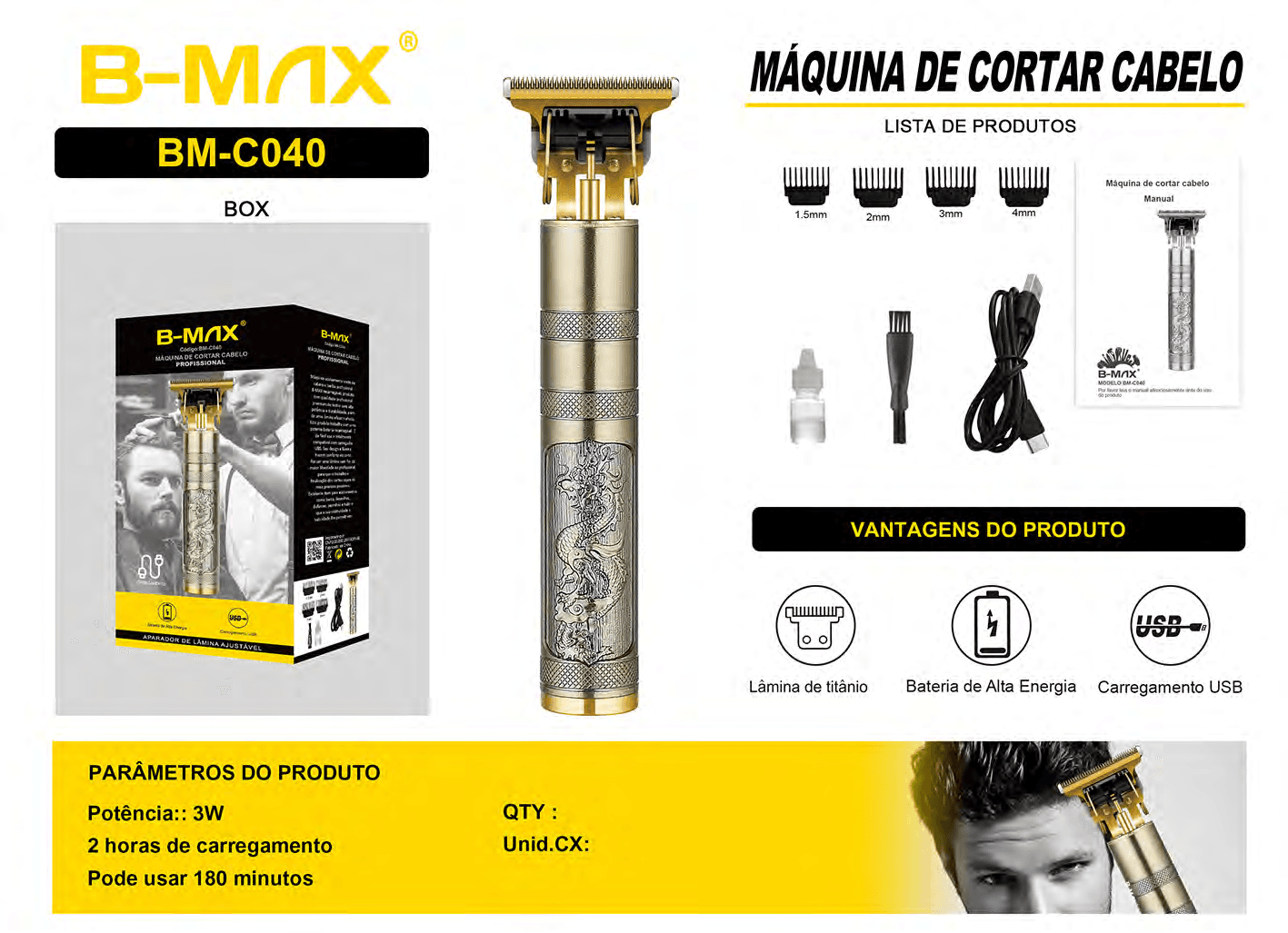 Máquina de Cortar Cabelo BM-C040