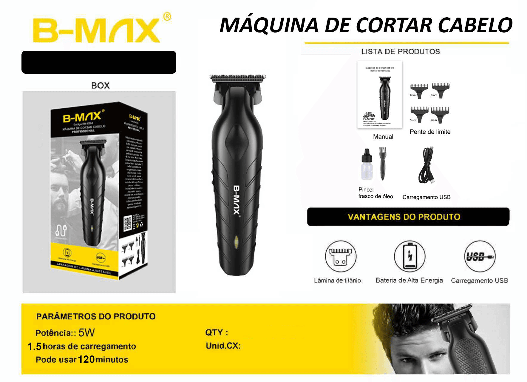 Máquina de Cortar Cabelo BM-C084